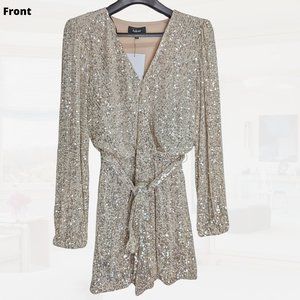 [NWT] Sparkly Holiday long-sleeve romper - size S (Gold)